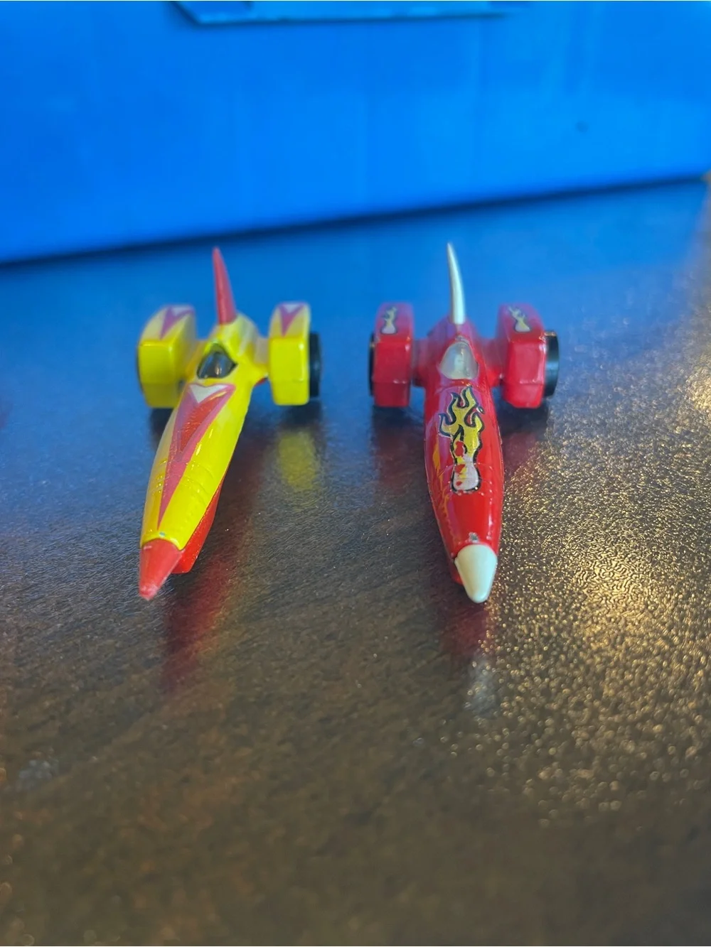 2 Vintage Hot Wheels Land Speed Jet Rocket Cars 1979, RedFlames- X8 yellow/red